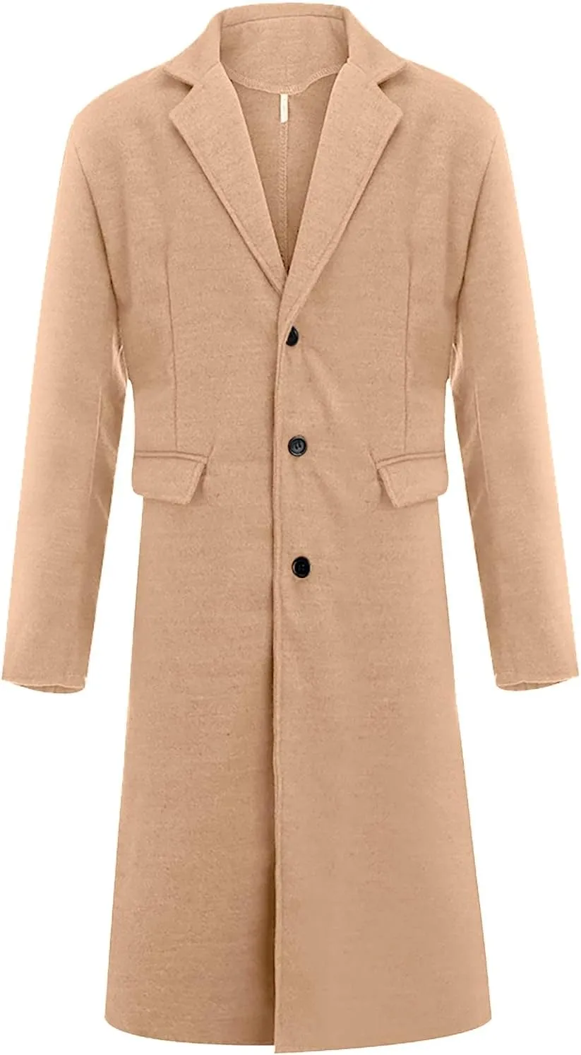 black trench coat Coat Lapel Collar Long Sleeve Padded Leather Jacket Vintage Thicken Coat men's wool jackets coats