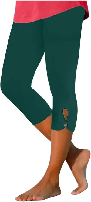 Capri Leggings for Women High Waisted Yoga Capri Pants Stretchy Lounge Pants Solid Color Capri Leggings Pajama Capri