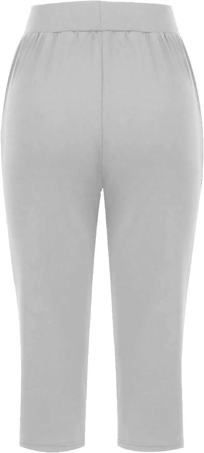 Capri Pants for Women 2024 Casual Capris Leggings Summer Loose High Waist Wide Leg Yoga Pant with Pocket Lounge Wear