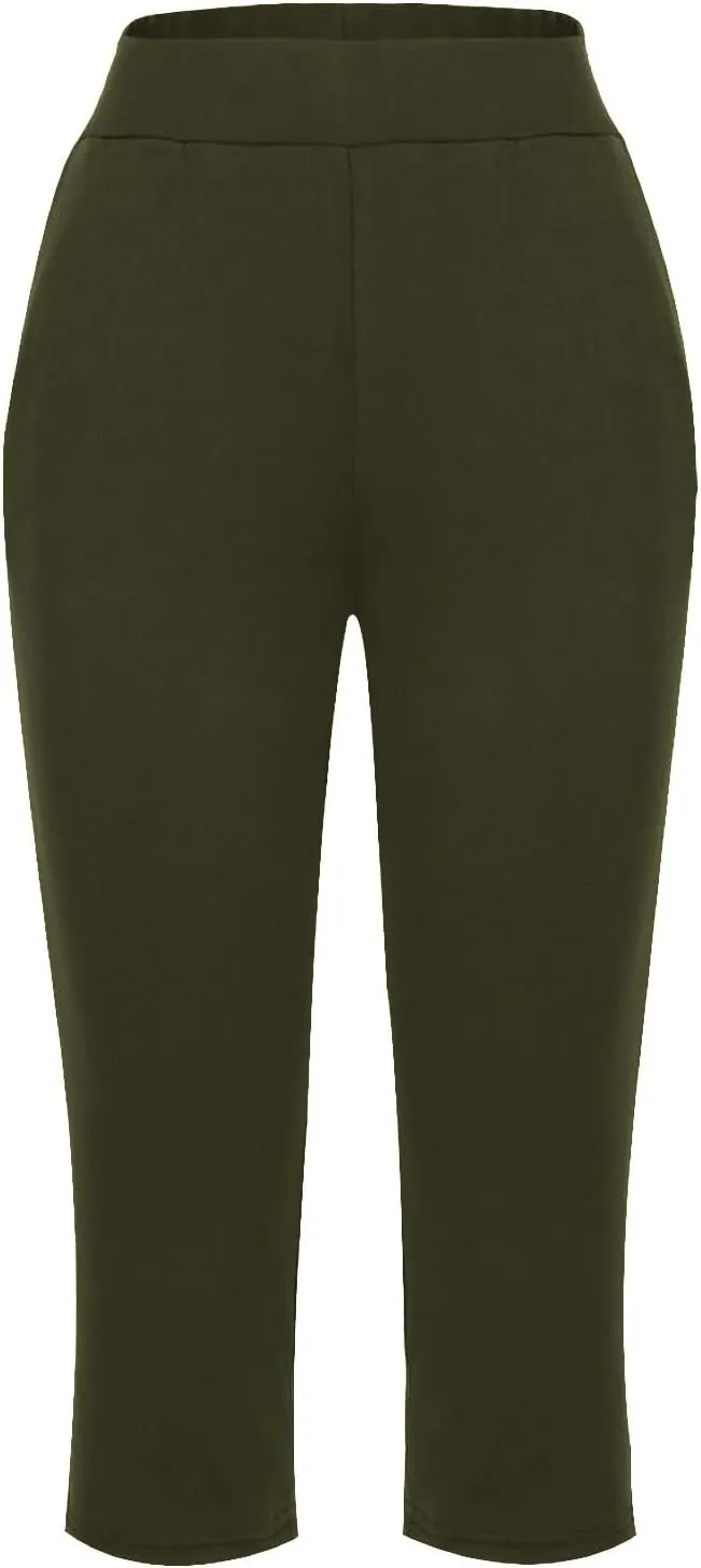 Capri Pants for Women 2024 Casual Capris Leggings Summer Loose High Waist Wide Leg Yoga Pant with Pocket Lounge Wear