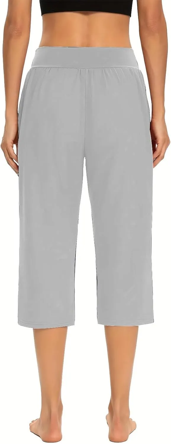 Capri Pants for Women 2024 Casual Capris Leggings Summer Loose High Waist Wide Leg Yoga Pant with Pocket Lounge Wear