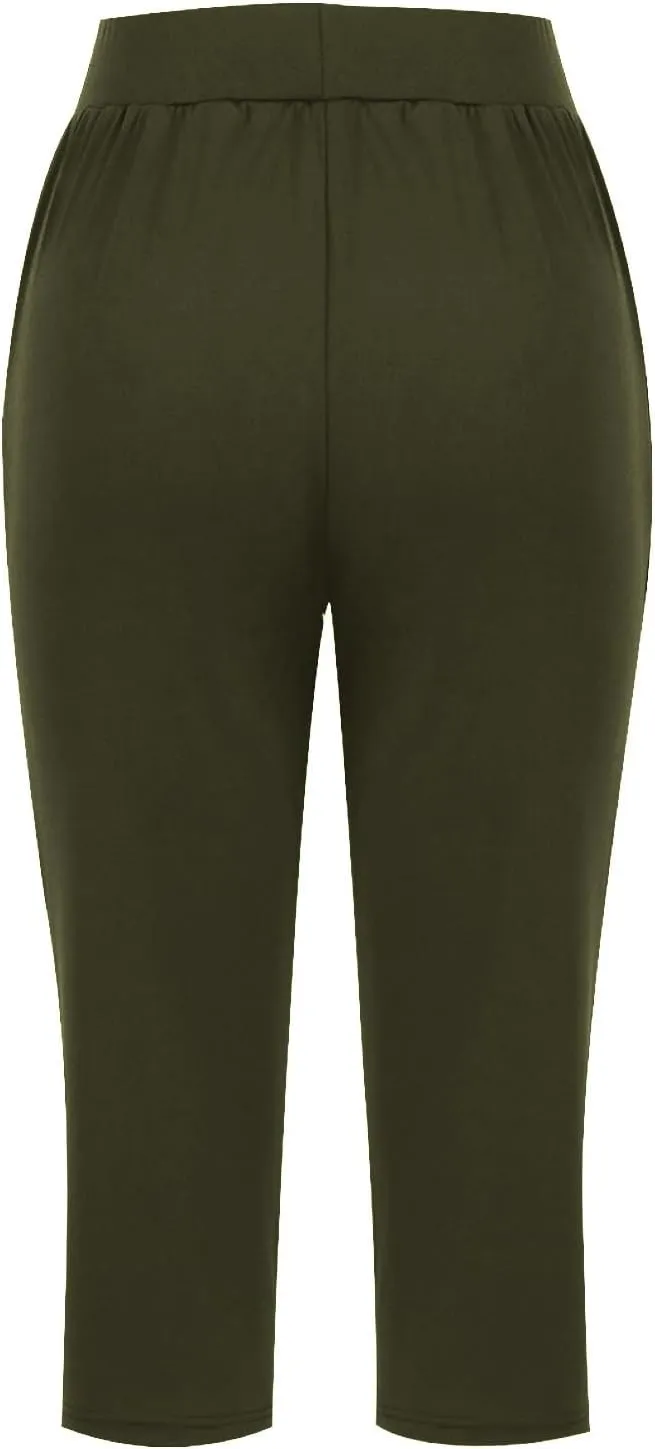 Capri Pants for Women 2024 Casual Capris Leggings Summer Loose High Waist Wide Leg Yoga Pant with Pocket Lounge Wear