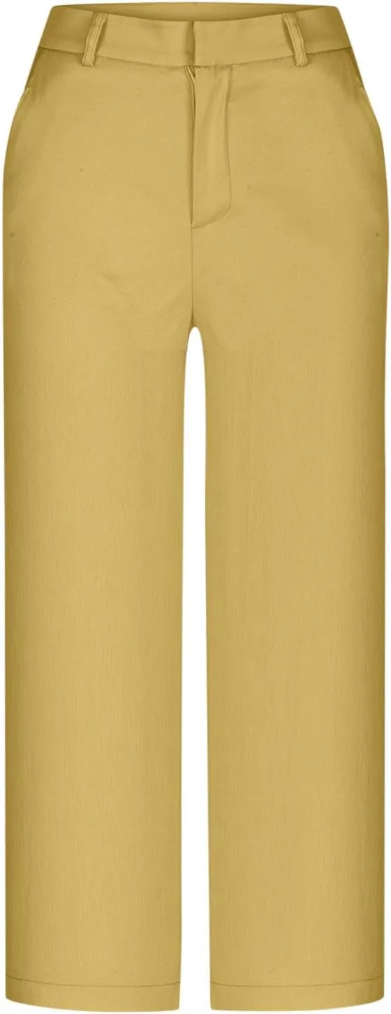 Capri Pants for Women Business Casual Loose Fit Work Cropped Trousers High Waisted Stretchy Capris with Pockets