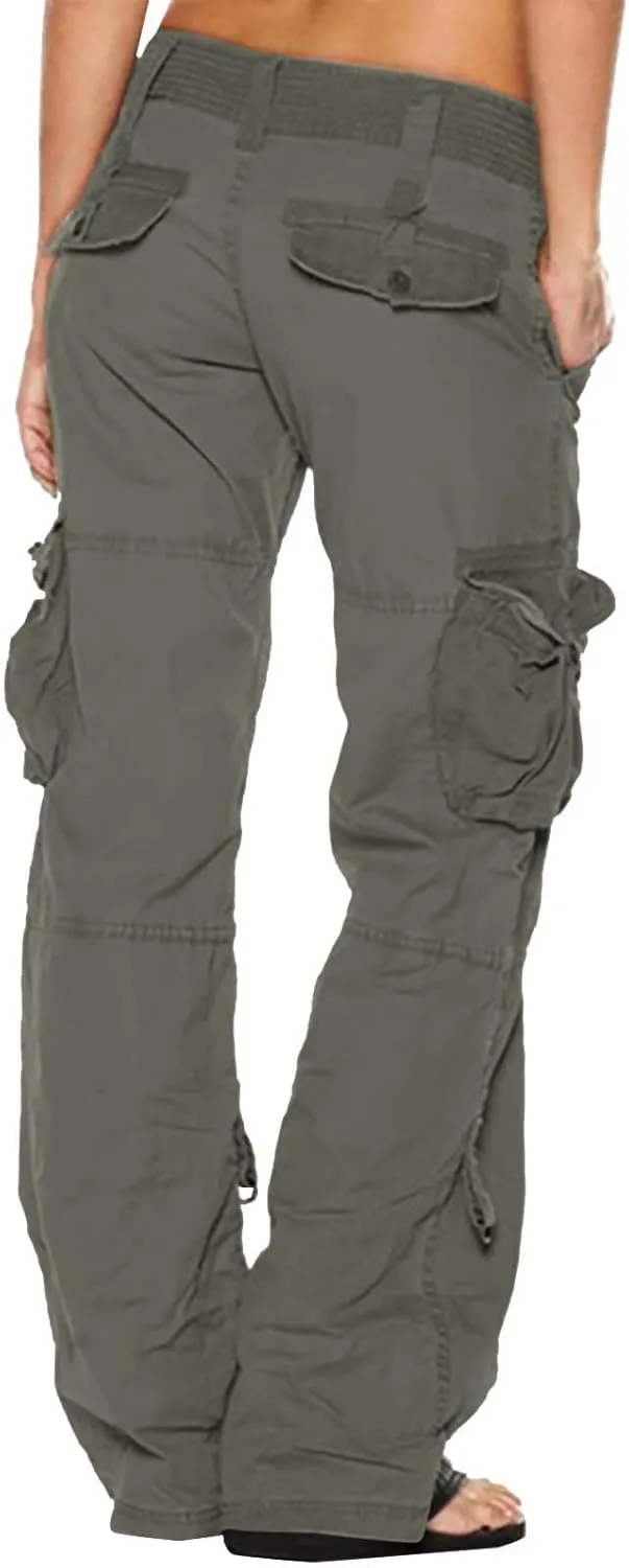 Cargo Pants for Women Mid Rise Pockets Baggy Trousers Loose Lightweight Hiking Pants Y2K Fashion Boyfriend Streetwear Pants