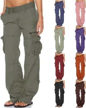 Cargo Pants for Women Mid Rise Pockets Baggy Trousers Loose Lightweight Hiking Pants Y2K Fashion Boyfriend Streetwear Pants