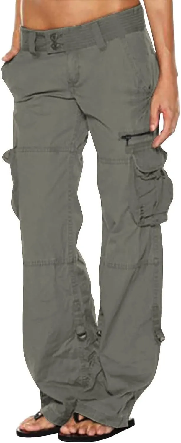 Cargo Pants for Women Mid Rise Pockets Baggy Trousers Loose Lightweight Hiking Pants Y2K Fashion Boyfriend Streetwear Pants