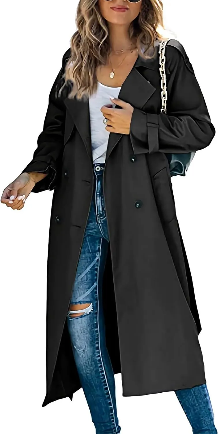 Casual Oversized Fashion Winter Coat Lapel Womens Long Outwear Women'S Coat Oversized Windproof Short Trench Coat