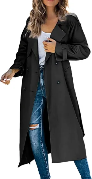 Casual Oversized Fashion Winter Coat Lapel Womens Long Outwear Women'S Coat Oversized Windproof Short Trench Coat