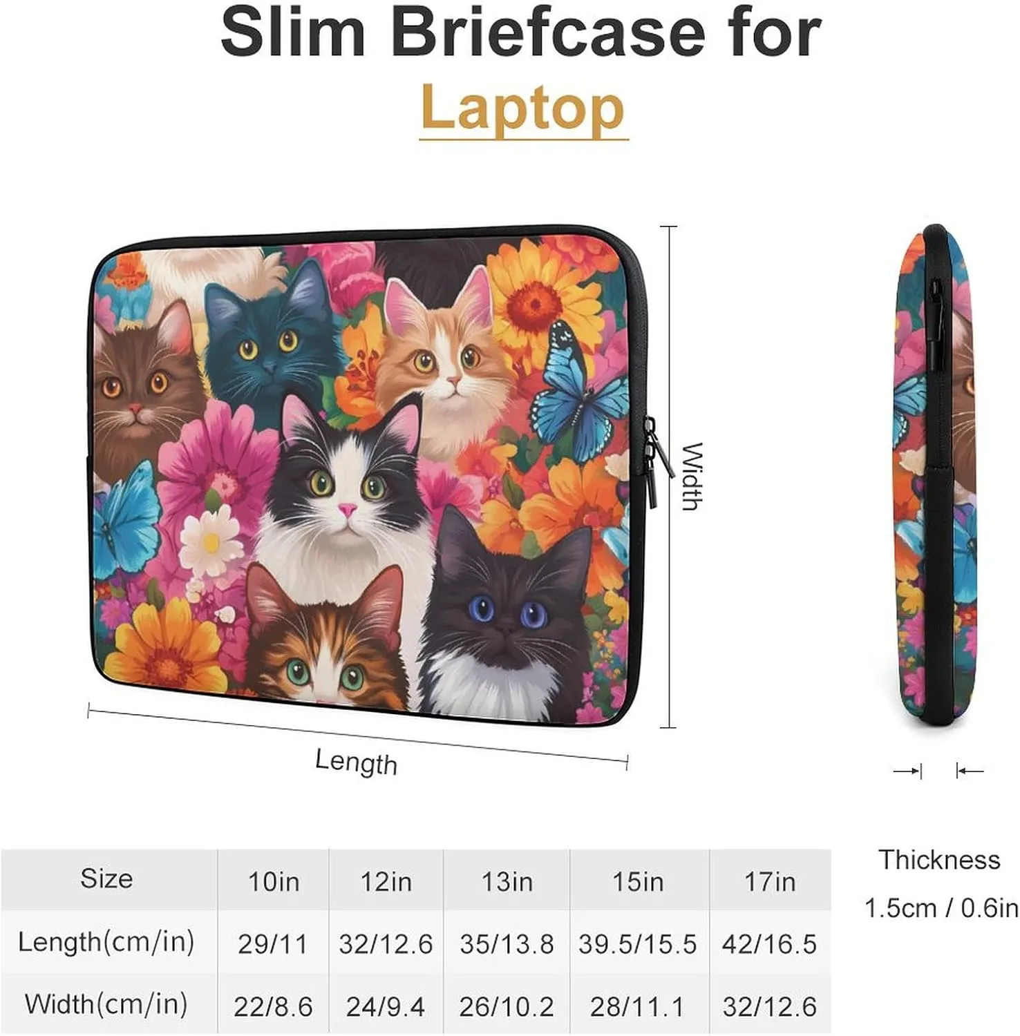 Cat (1) Laptop Case Sleeve Bag 17inch Durable Shockproof Protective Computer Carrying Cover Briefcase