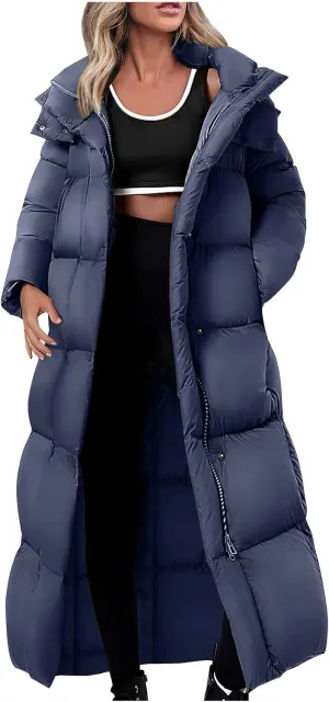 Ceboyel Long Winter Coats for Women 2024 Puffer Jackets Hooded Thickened Down Coat Trendy Ladies Outerwear Clothes With Hood