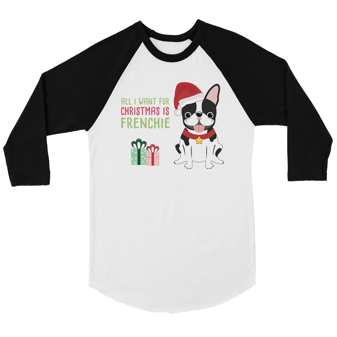 Christmas Frenchie Present BKWT Mens Baseball Shirt
