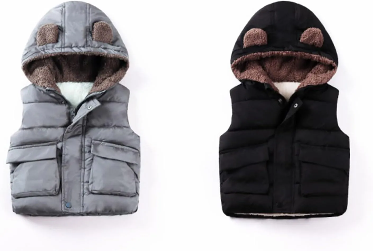 Coat Brand Boys And Girls Fall And Winter Bear Padded Hooded Vest Zipper Cotton Jacket Coats for Kid Girls