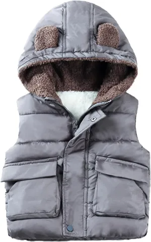 Coat Brand Boys And Girls Fall And Winter Bear Padded Hooded Vest Zipper Cotton Jacket Coats for Kid Girls