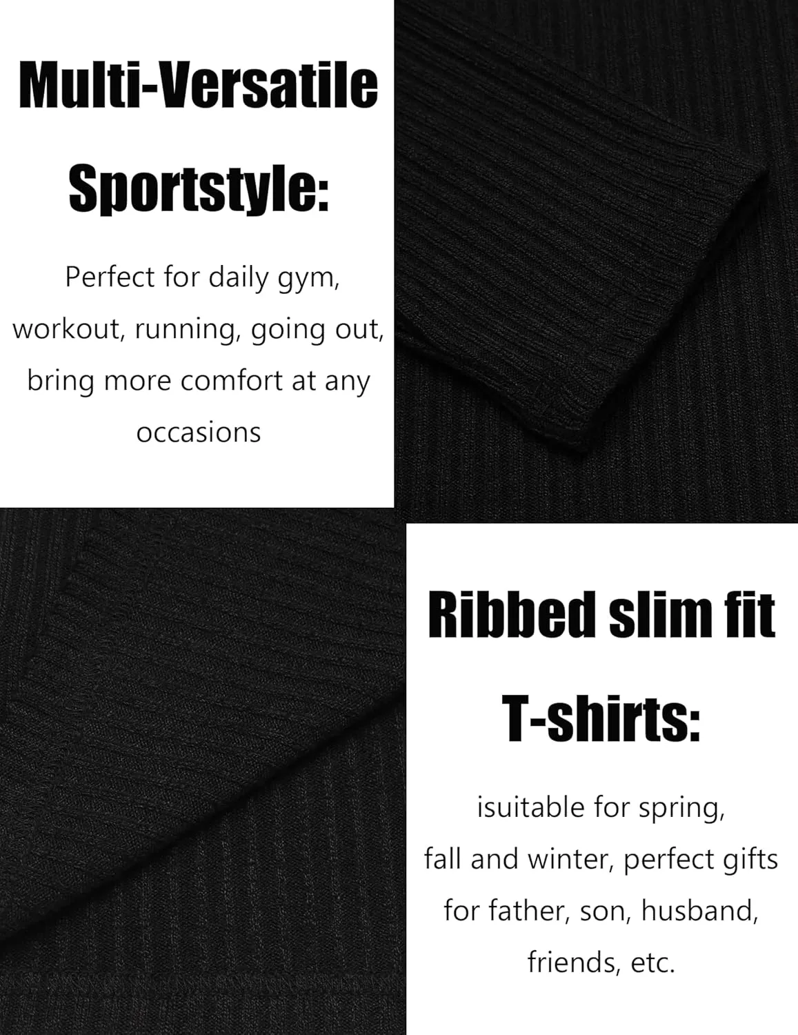 COOFANDY Men's 2 Pack Muscle T-Shirt Stretch Long Sleeve Gym Workout Bodybuilding Training Tee Shirts Casual Hipster Tops