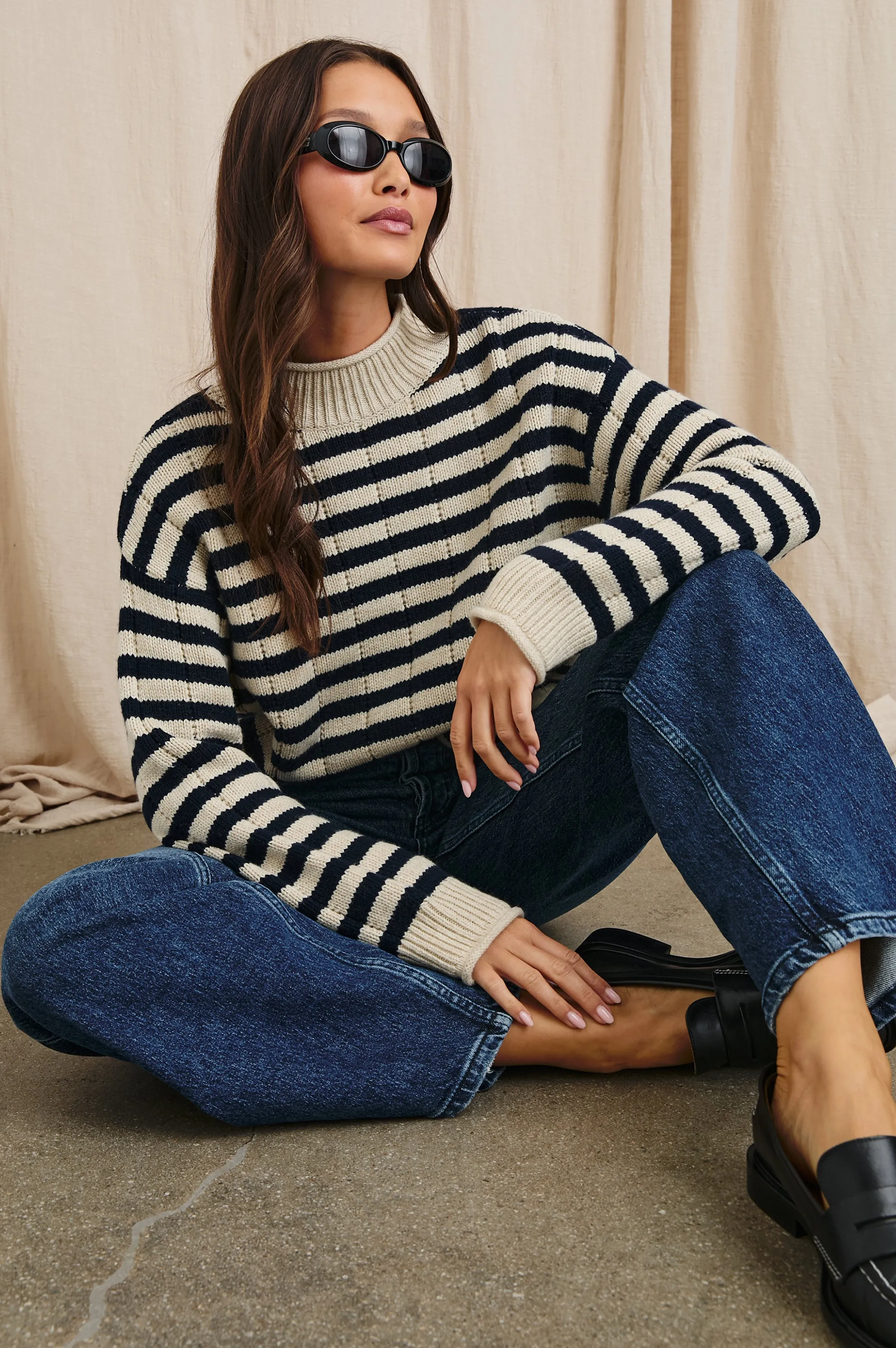 CORRINE SWEATER - OAT NAVY STRIPE