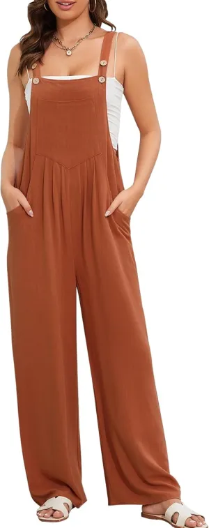 COZYPOIN Women Overalls One Piece Jumpsuits Wide Leg Pants Cotton Rompers 2024 Summer Outfits Casual Jumpers