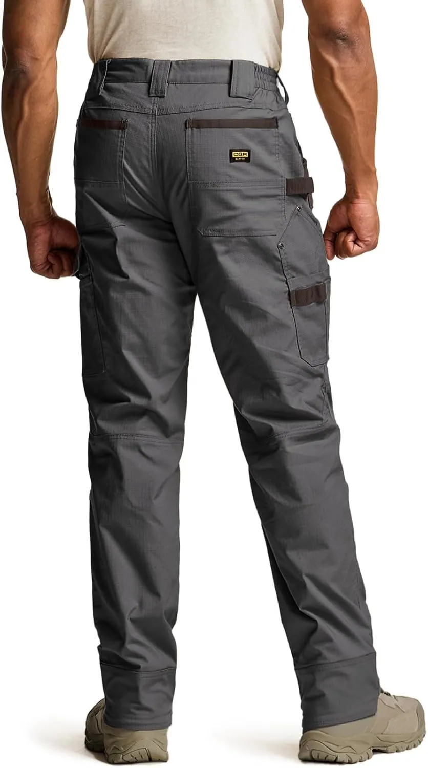 CQR Men's Flex Ripstop Work Pants, Water Resistant Tactical Pants, Outdoor Utility Operator EDC Cargo Pants