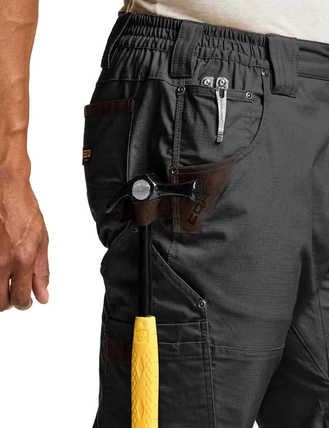 CQR Men's Flex Ripstop Work Pants, Water Resistant Tactical Pants, Outdoor Utility Operator EDC Cargo Pants