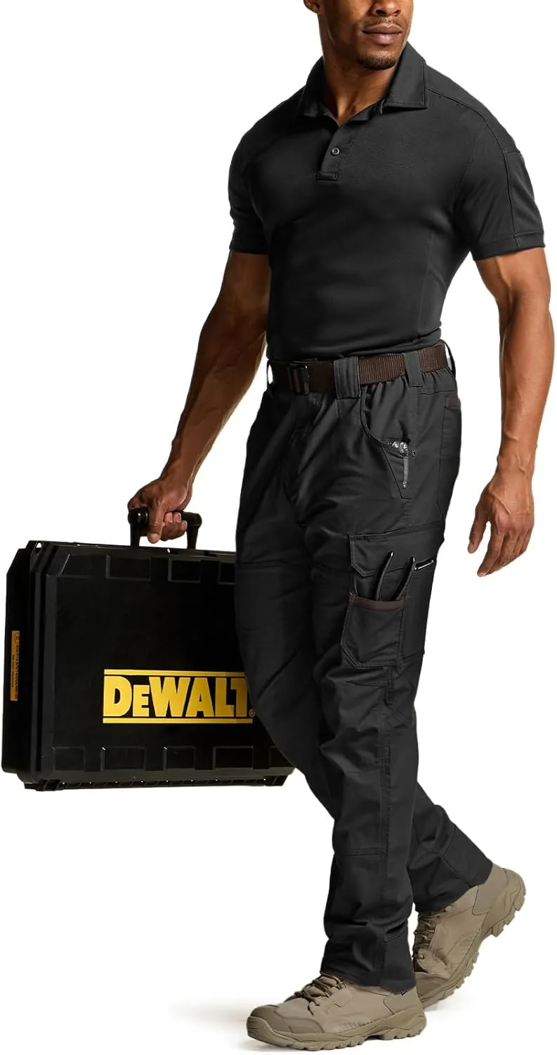CQR Men's Flex Ripstop Work Pants, Water Resistant Tactical Pants, Outdoor Utility Operator EDC Cargo Pants