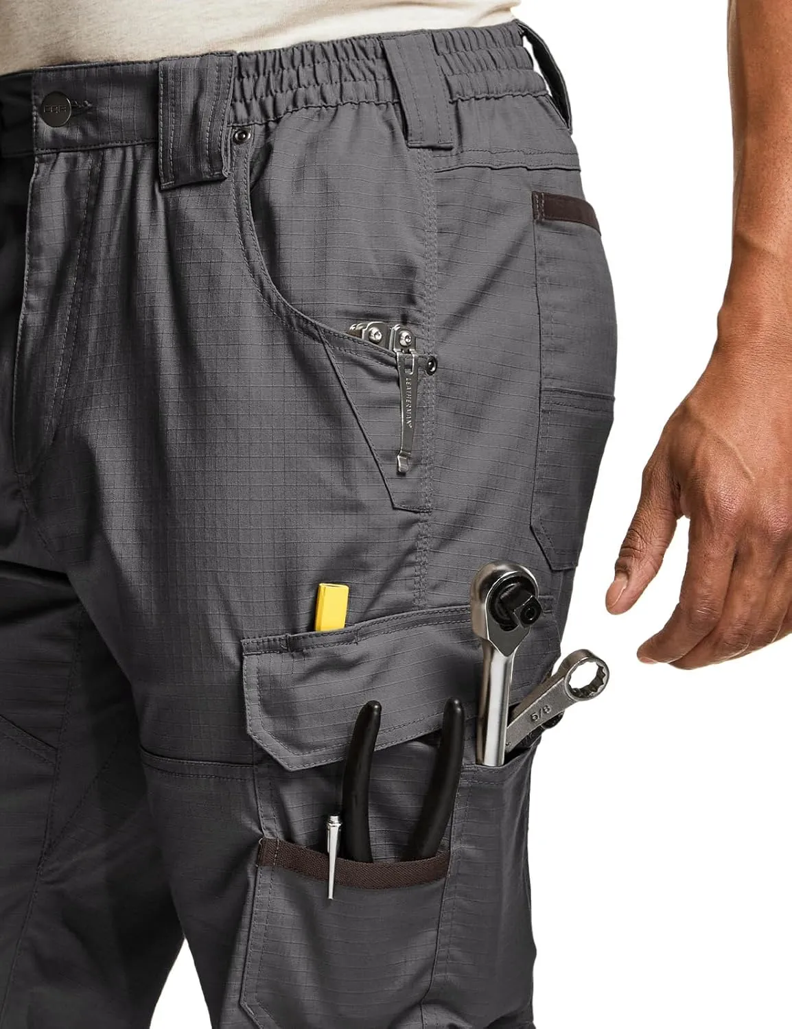 CQR Men's Flex Ripstop Work Pants, Water Resistant Tactical Pants, Outdoor Utility Operator EDC Cargo Pants