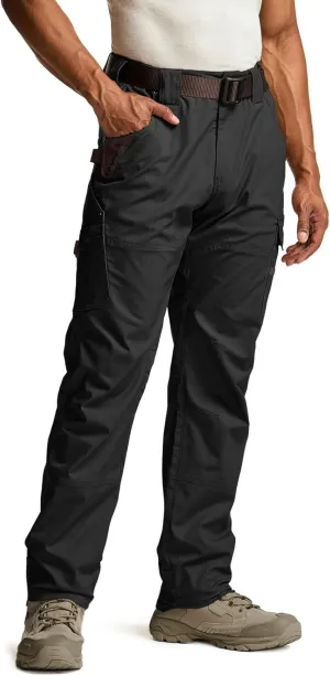 CQR Men's Flex Ripstop Work Pants, Water Resistant Tactical Pants, Outdoor Utility Operator EDC Cargo Pants