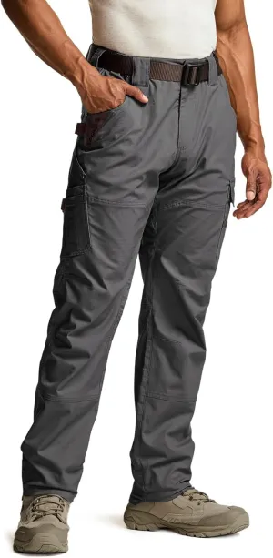 CQR Men's Flex Ripstop Work Pants, Water Resistant Tactical Pants, Outdoor Utility Operator EDC Cargo Pants
