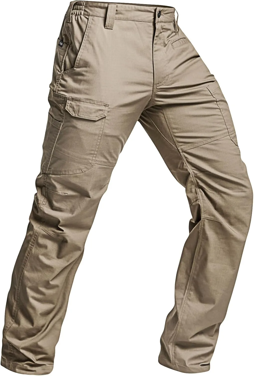 CQR Men's Utility Flex Cargo Pants, Classic-Fit Casual Stretch Work Pants, Water Resistant Lightweight Tactical Hiking Pants