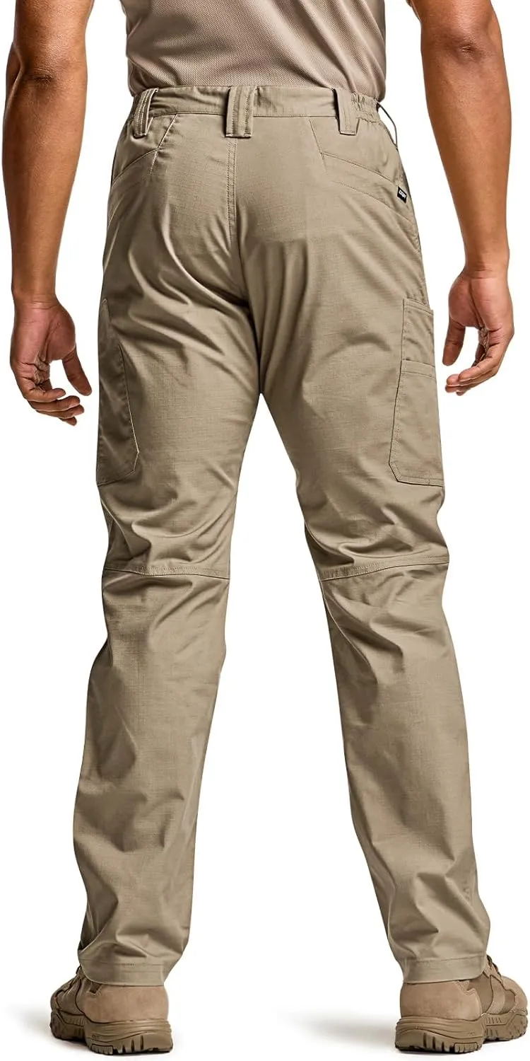 CQR Men's Utility Flex Cargo Pants, Classic-Fit Casual Stretch Work Pants, Water Resistant Lightweight Tactical Hiking Pants
