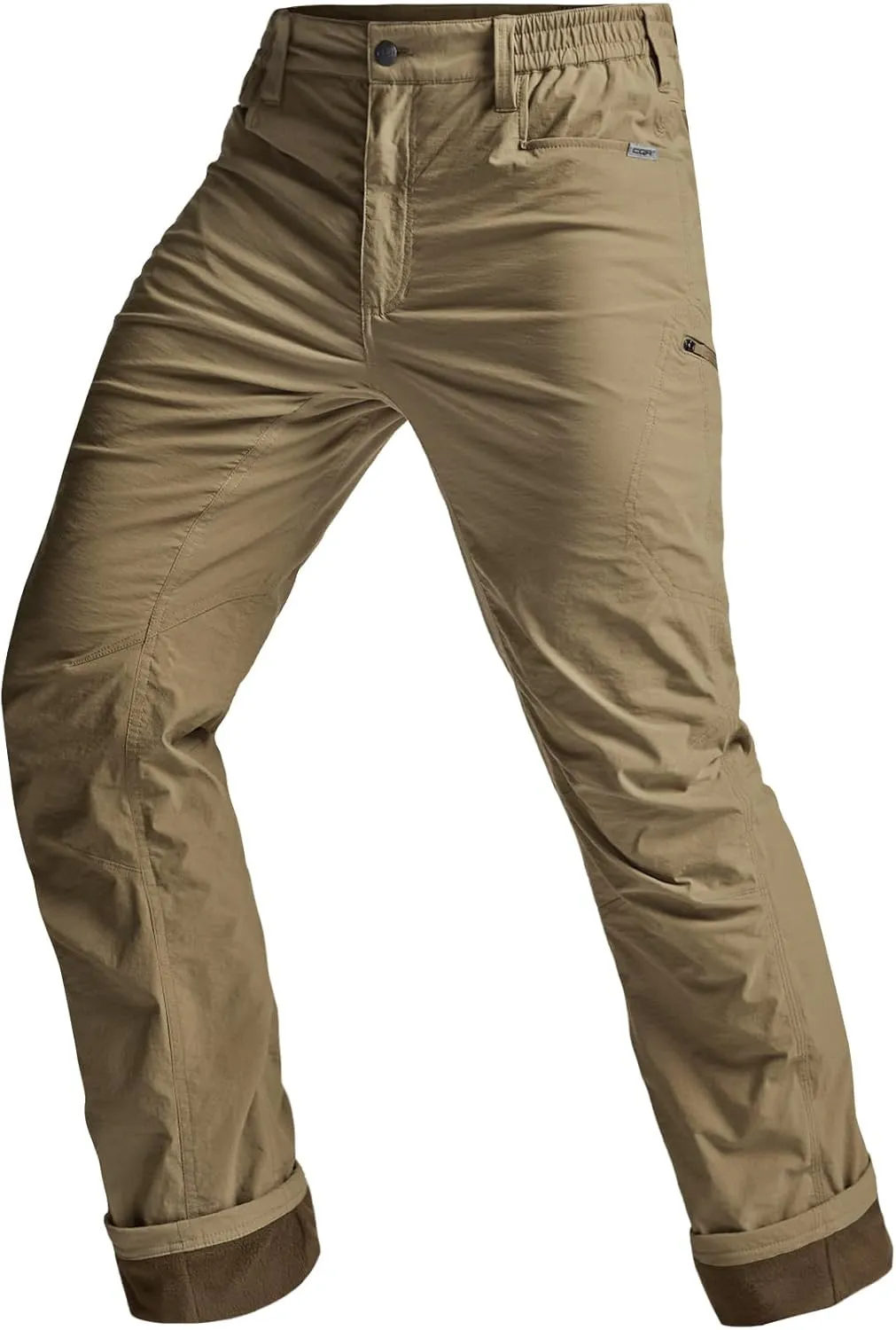 CQR Men's Winter Fleece Lined Pants, Water-Resistant Outdoor Stretch Work Pants, Windproof Casual Pants with Pockets