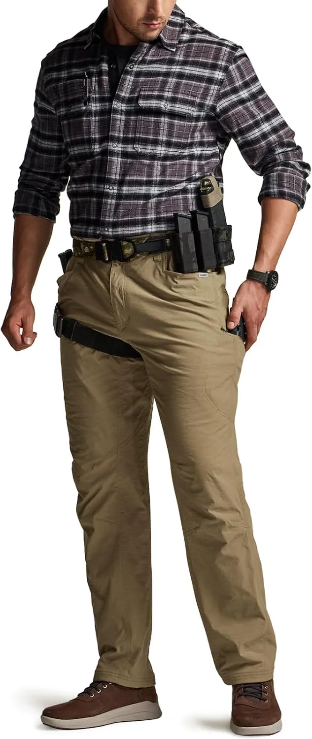 CQR Men's Winter Fleece Lined Pants, Water-Resistant Outdoor Stretch Work Pants, Windproof Casual Pants with Pockets