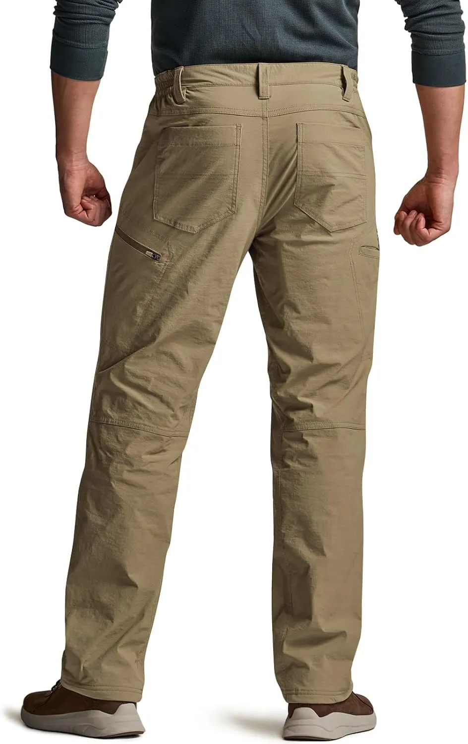 CQR Men's Winter Fleece Lined Pants, Water-Resistant Outdoor Stretch Work Pants, Windproof Casual Pants with Pockets