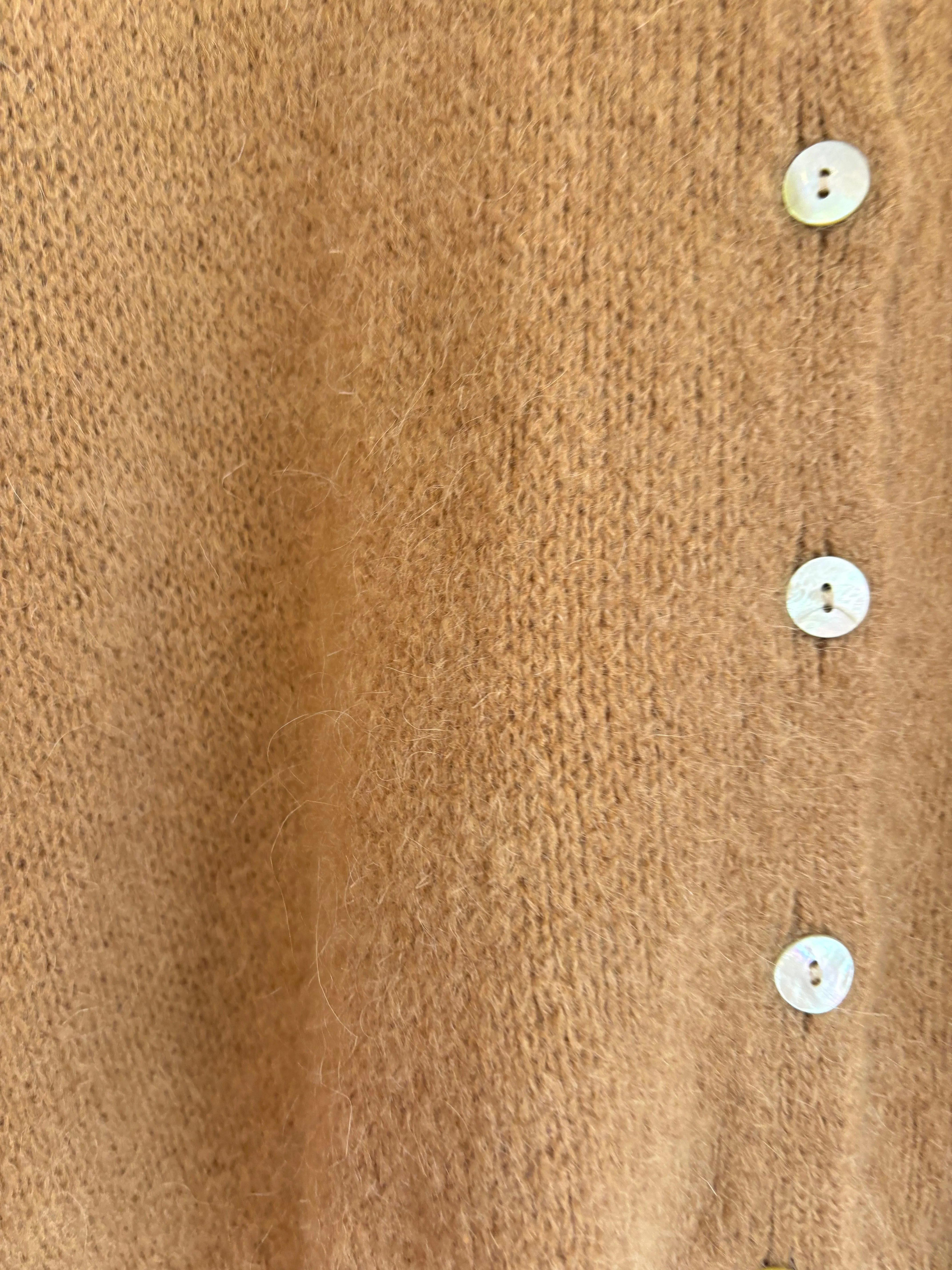 Cropped Sleeve Mohair Cardigan Camel
