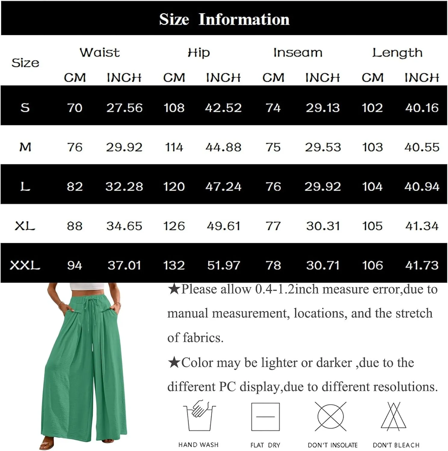 Culottes for Women Baggy Wide Leg Flowy Linen Pants with Pockets Casual Drawstring High Waisted Beach Palazzo Pants