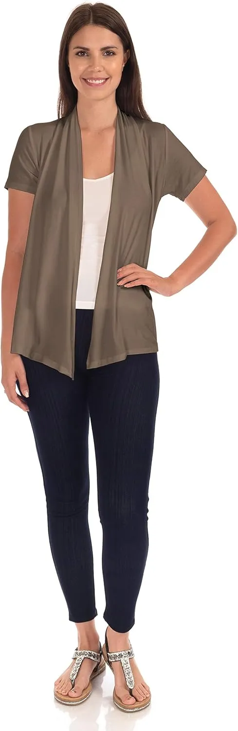 DFF Shop Women's Lightweight Open Drape Short Sleeve Cardigan (Size: S - 5X)