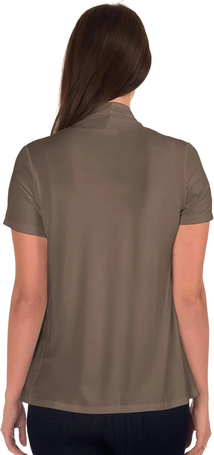 DFF Shop Women's Lightweight Open Drape Short Sleeve Cardigan (Size: S - 5X)