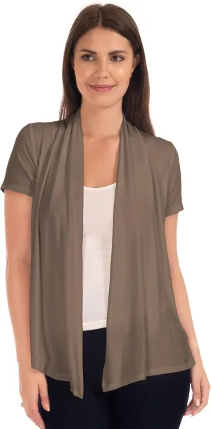 DFF Shop Women's Lightweight Open Drape Short Sleeve Cardigan (Size: S - 5X)