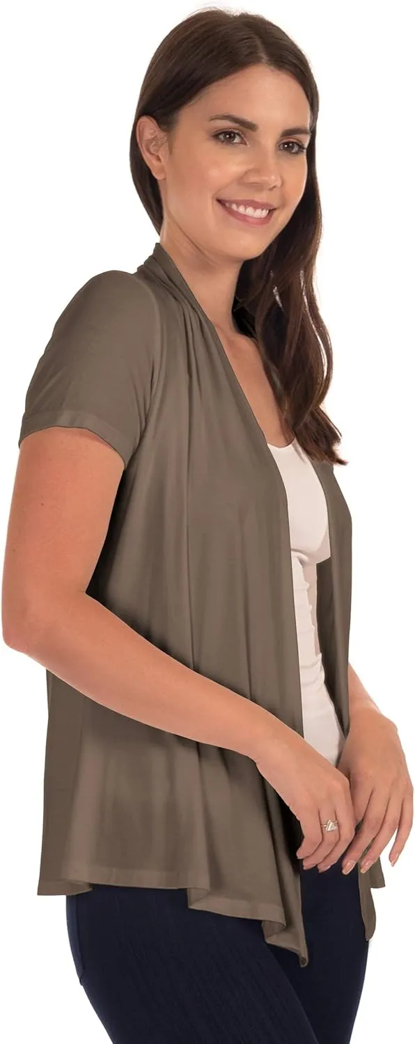DFF Shop Women's Lightweight Open Drape Short Sleeve Cardigan (Size: S - 5X)