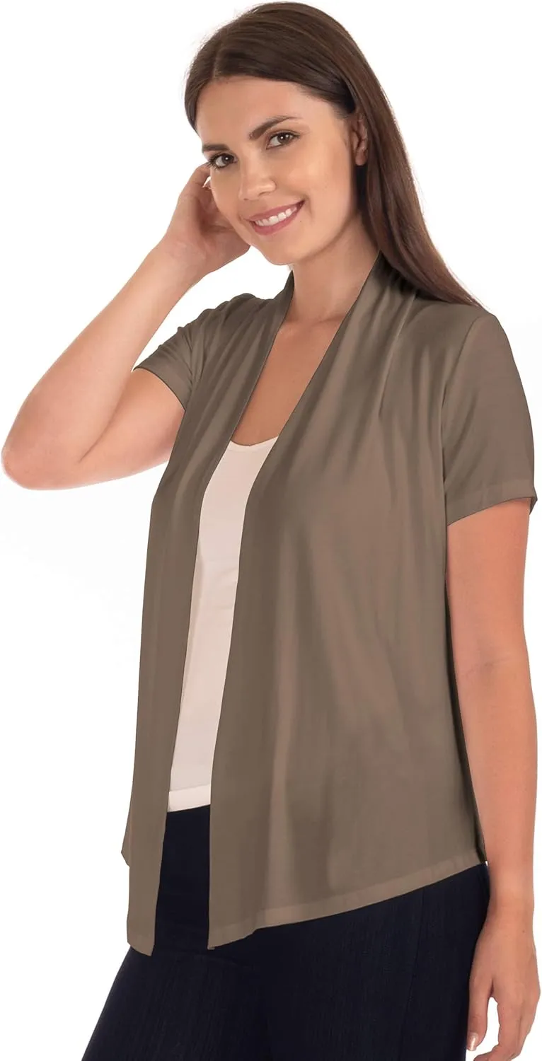 DFF Shop Women's Lightweight Open Drape Short Sleeve Cardigan (Size: S - 5X)