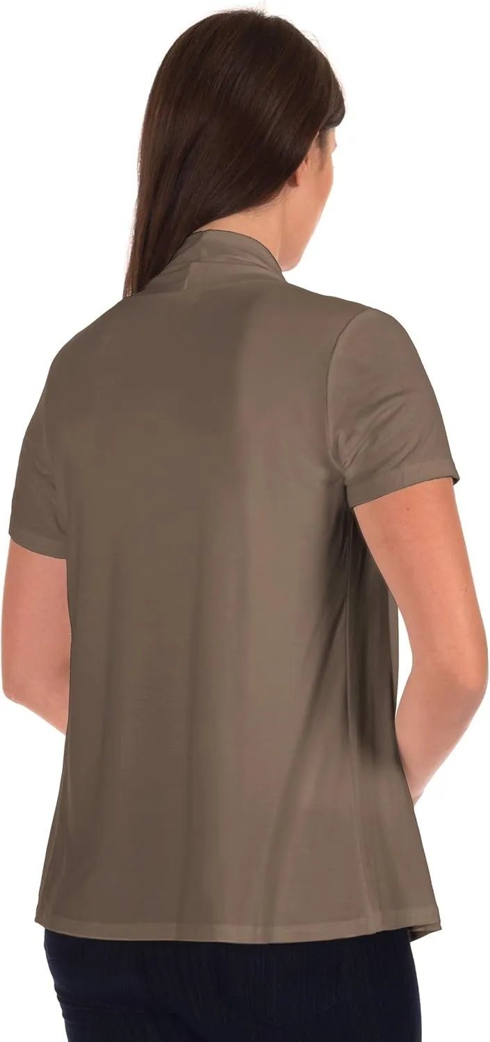 DFF Shop Women's Lightweight Open Drape Short Sleeve Cardigan (Size: S - 5X)