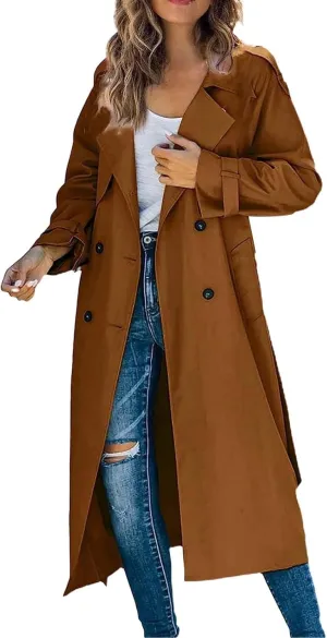 Double-Breasted Classic Lapel Sleeve Elegant Slim Jacket Turndown Collar Solid Outerwear With Removable Hood Light