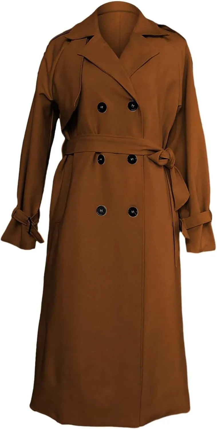 Double-Breasted Classic Lapel Sleeve Elegant Slim Jacket Turndown Collar Solid Outerwear With Removable Hood Light
