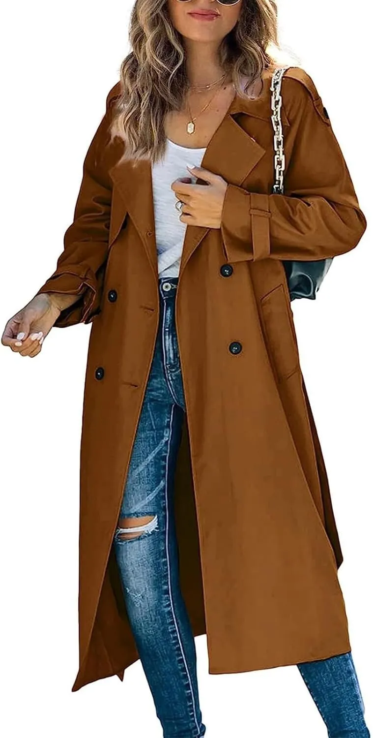 Double-Breasted Classic Lapel Sleeve Elegant Slim Jacket Turndown Collar Solid Outerwear With Removable Hood Light