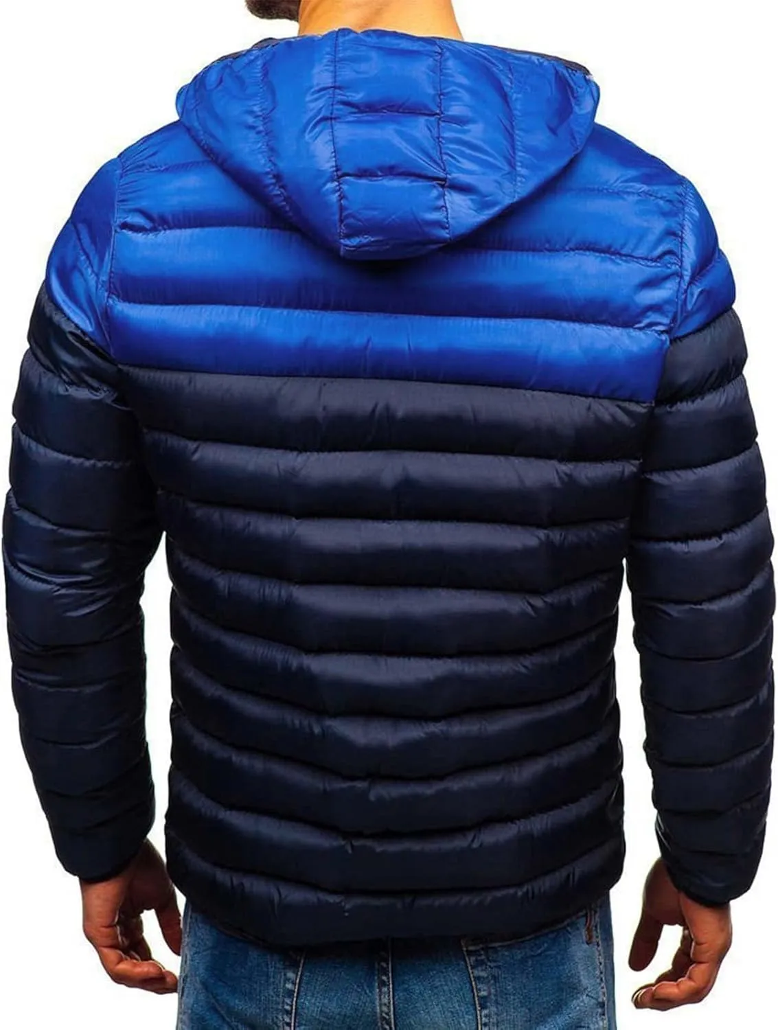 Down Jacket Men Winter Jackets Packable Lightweight Jacket Long Sleeve Zip Up Fuzzy Winter Jackets with Hood
