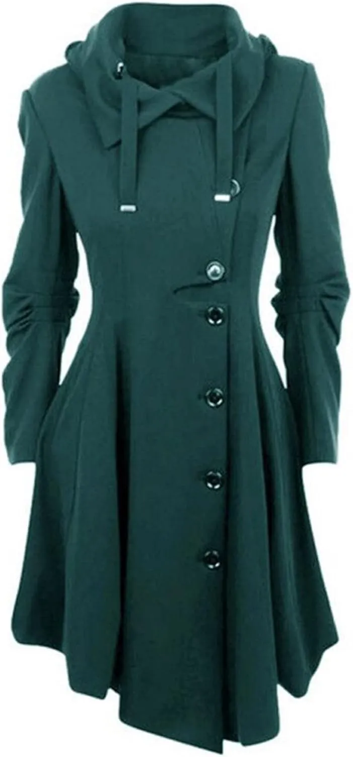 Dress Coats for Women Casual Singel-Breasted Notched Lapel Trench Coats Winter Warm Oversized Long Wool Coats