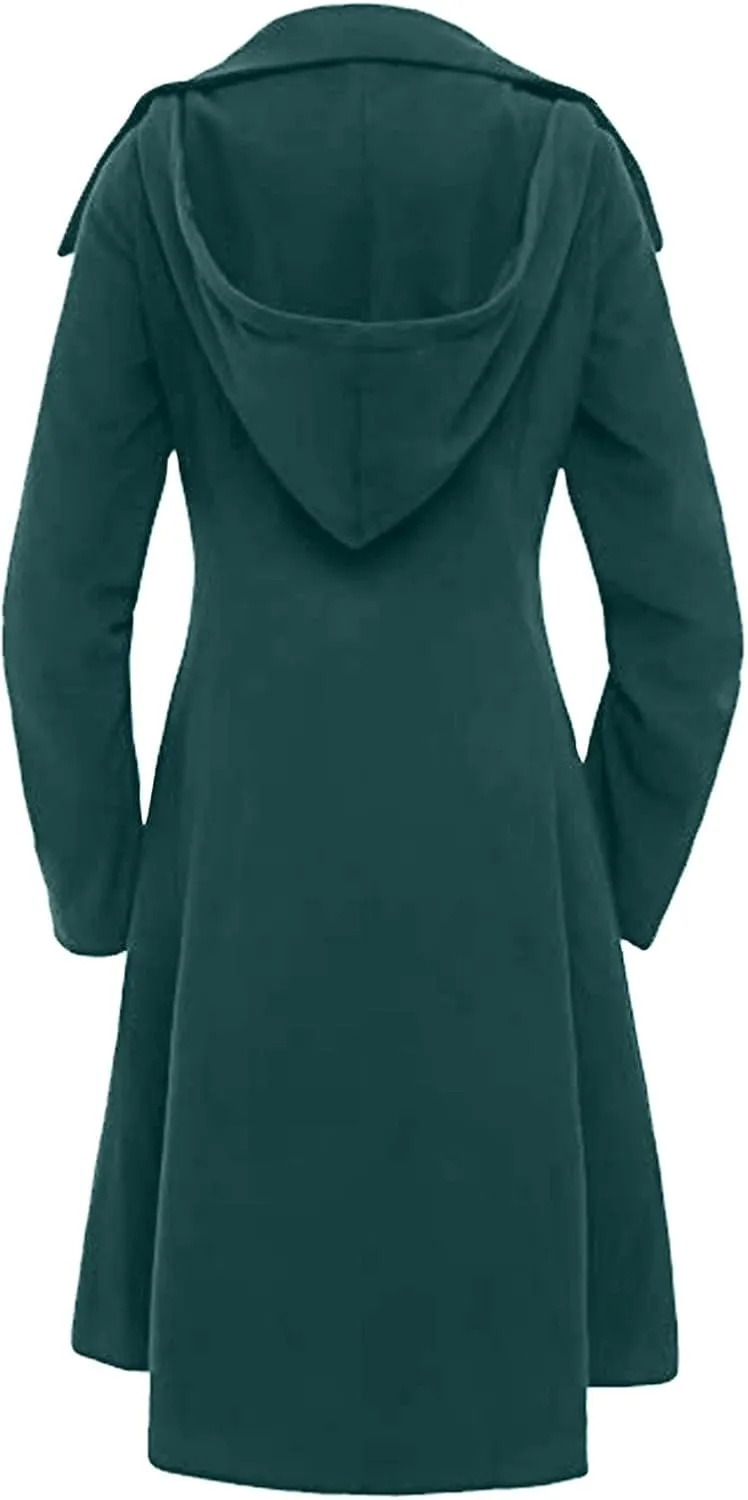Dress Coats for Women Casual Singel-Breasted Notched Lapel Trench Coats Winter Warm Oversized Long Wool Coats