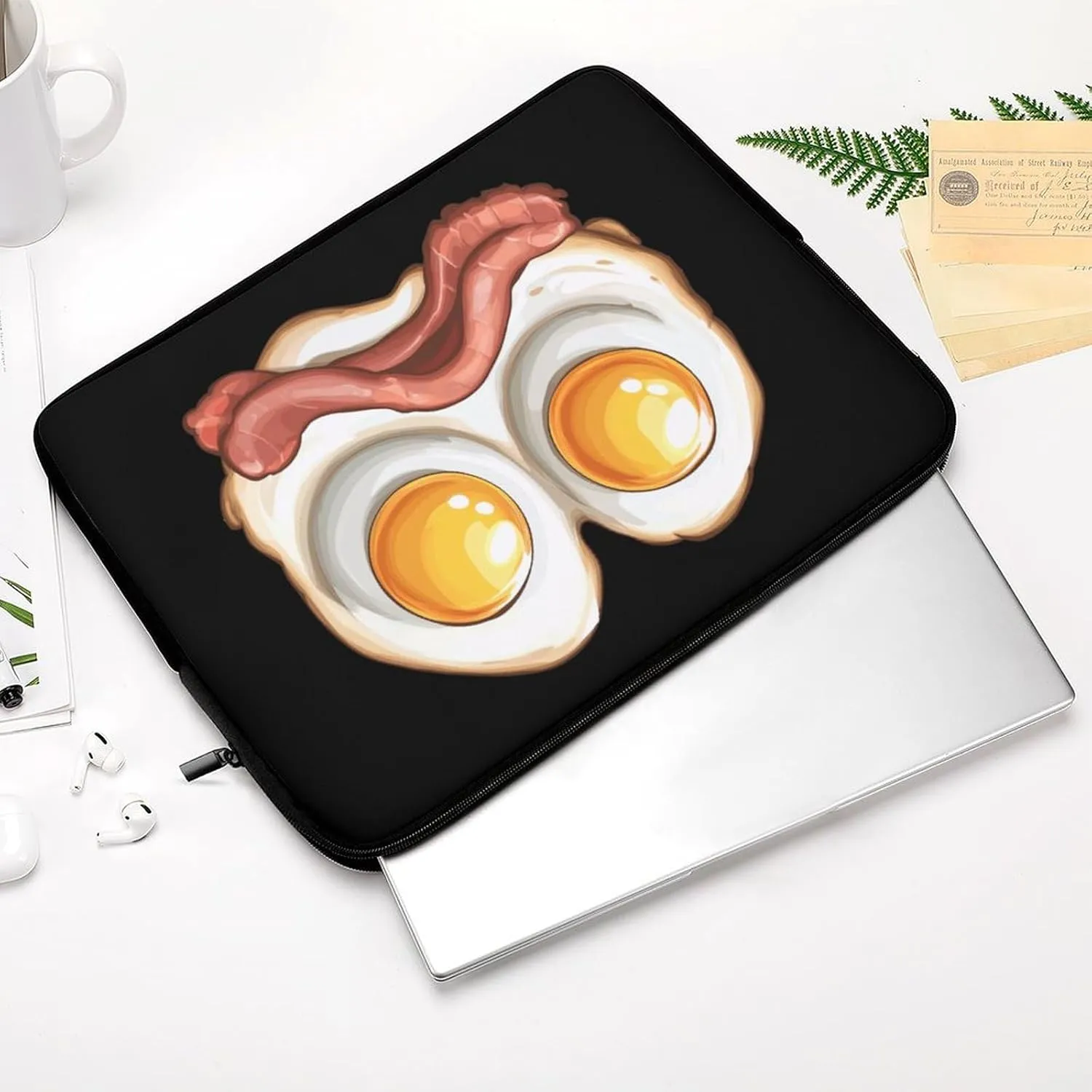 Egg and Bacon Egg Laptop Case Sleeve Bag 10inch Durable Shockproof Protective Computer Carrying Cover Briefcase