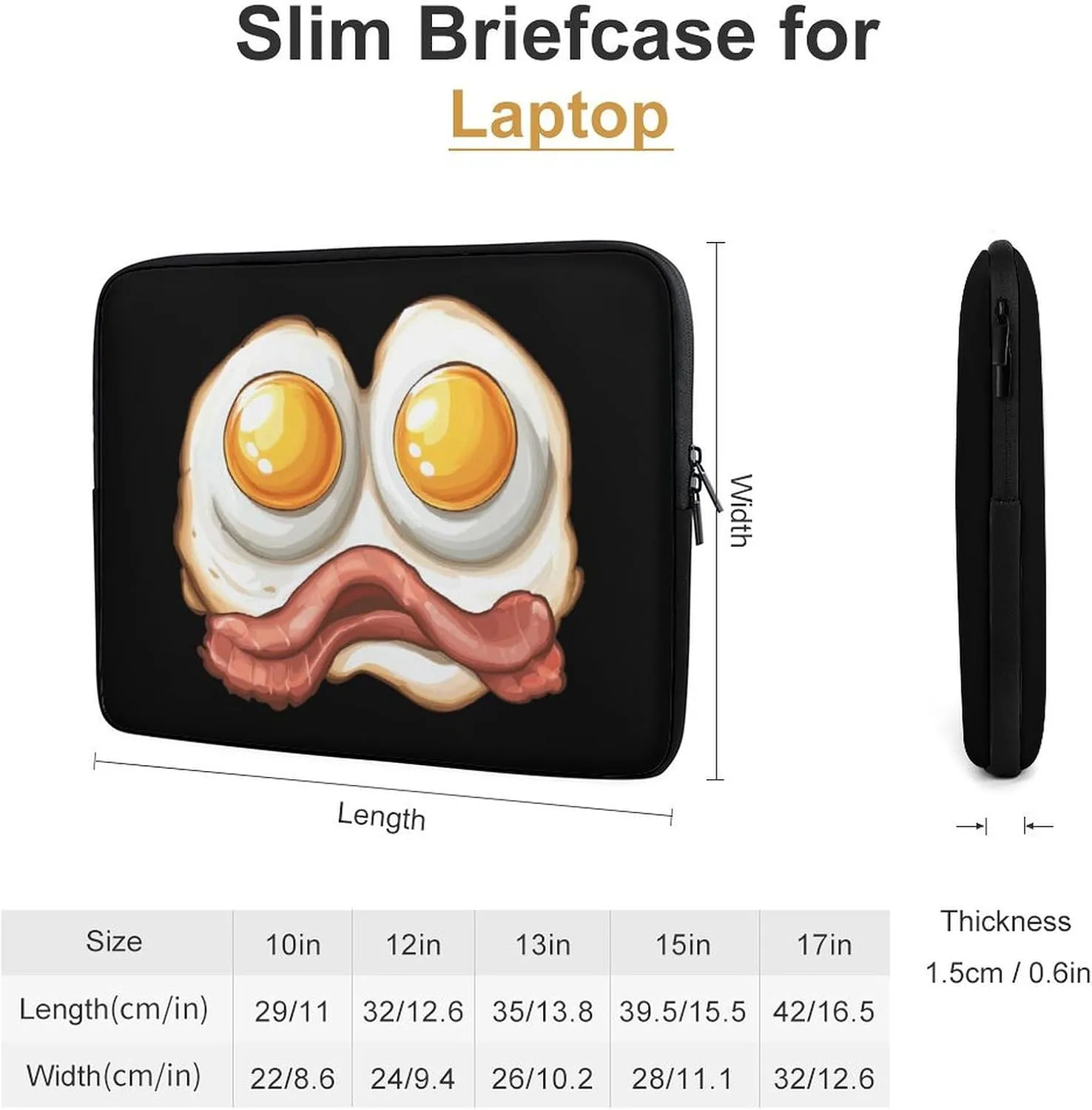 Egg and Bacon Egg Laptop Case Sleeve Bag 10inch Durable Shockproof Protective Computer Carrying Cover Briefcase