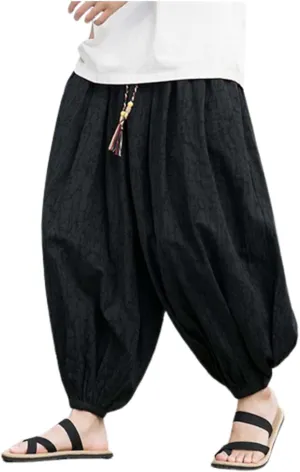 Elastic Ankle Harem Pants for Men Baggy Loose Fit Lounge Trousers Oversized Joggers Japanese Boho Hippie Yoga Pants