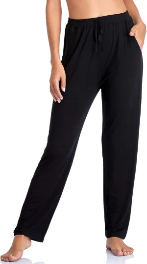 Envlon Women's Yoga Pants with Pockets Comfy Stretch Loose Wide Leg Casual Pants Breathable Running Workout Lounge Pants