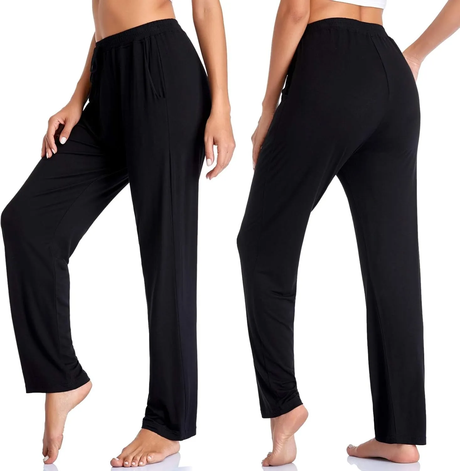 Envlon Women's Yoga Pants with Pockets Comfy Stretch Loose Wide Leg Casual Pants Breathable Running Workout Lounge Pants